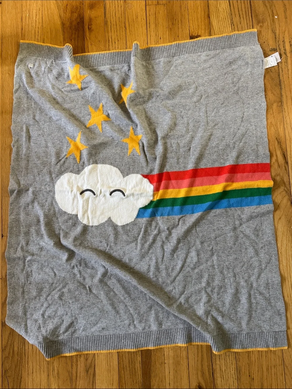 The Bonnie mob Kids Grey Rainbow Cloud Sweater cashmere cotton blanket unisex